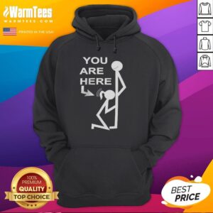 Alt Text: Official You Are Here Stickman Meme Hoodie featuring a playful stick figure design, perfect for meme lovers.