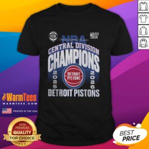Alt Text: Official Detroit Pistons 2026 Central Division Champions Locker Room T-Shirt featuring team logo and championship design.