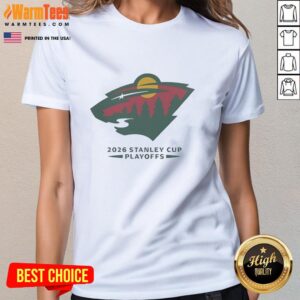 Pretty Minnesota Wild NHL 2026 Stanley Cup Playoffs ladies tee featuring vibrant colors and stylish design for fans.