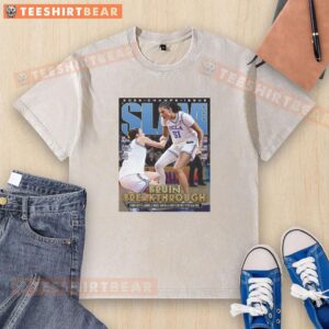 Alt Text: UCLA Bruins 2026 Women's Basketball National Champions poster on a washed t-shirt, celebrating their victory.