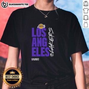 Nice Los Angeles Lakers playoff logo ladies tee featuring bold colors and stylish design for passionate fans.