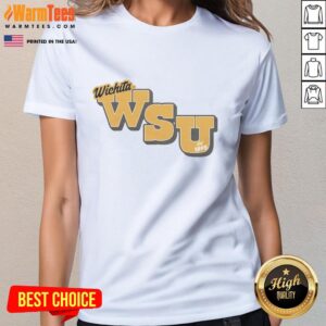 Alt Text: Good Wichita State Est 1895 Gold Ladies Tee featuring a stylish design perfect for fans and casual wear.