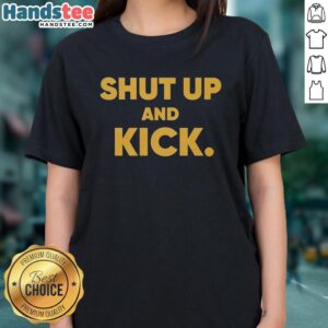 Alt Text: Original Harrison Butker of Kansas City Chiefs in a Shut Up and Kick ladies tee, showcasing team spirit.