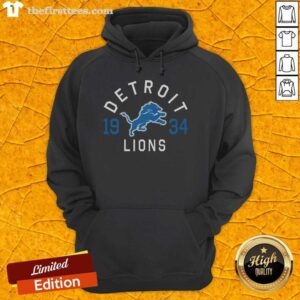 Official Detroit Lions Heritage Print Hoodie featuring team logo and vintage design in blue and white.