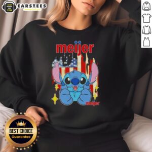 Cute Stitch Like Meijer USA Flag Sweatshirt featuring vibrant colors and playful design, perfect for casual wear.