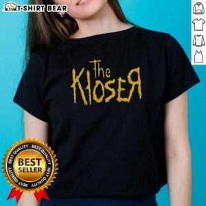 Top The Kloser logo on a stylish ladies tee, perfect for casual wear and showcasing trendy fashion.