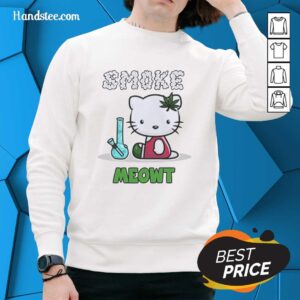 Alt Text: Official Smoke Meowt Hello Kitty Sweatshirt featuring a cute graphic design of Hello Kitty and a cozy fit.