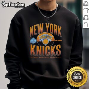 Official New York Knicks throwback black boxy sweatshirt featuring vintage logo and comfortable fit for fans.
