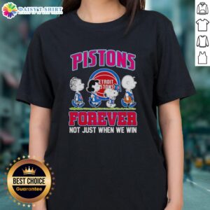 Hot Peanuts Characters X Detroit Pistons Forever tee for ladies, celebrating team spirit, not just during wins.