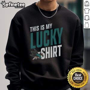 Alt Text: Premium San Jose Sharks sweatshirt featuring a bold team logo, perfect for fans seeking luck and style on game day.
