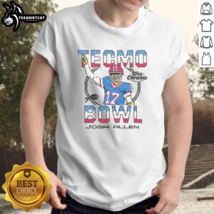 Alt Text: Official Tecmo Bowl X Topps Chrome Bill Josh Allen T-Shirt featuring vibrant graphics and a comfortable fit for fans.