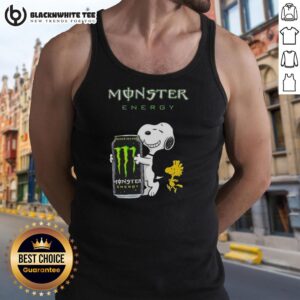Nice Snoopy and Woodstock X Monster Energy tank top featuring vibrant graphics for fans of the iconic characters.