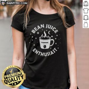 Awesome Bean Juice Enthusiast Ladies Tee featuring a fun graphic design for coffee lovers and casual wear.