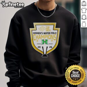 Premium Rainbow Wahine The Big West Women's Water Polo Champions 2026 Sweatshirt featuring vibrant colors and logo.