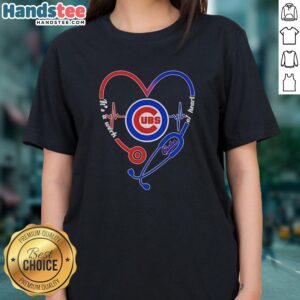 Chicago Cubs heart and soul tee featuring a stethoscope and heartbeat design for ladies, perfect for fans and healthcare workers.