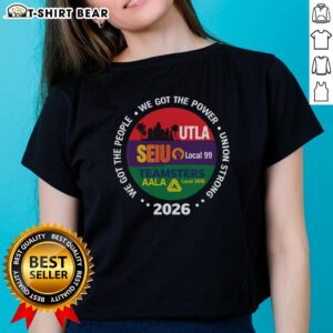 Alt Text: Pretty Utla Seiu Aala Labor Movement Ladies Tee featuring vibrant graphics and a comfortable fit for supporters.