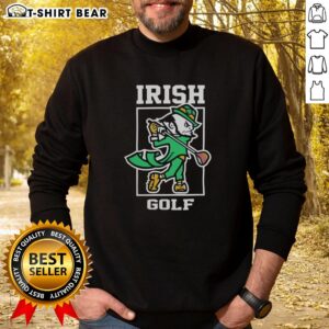 Alt Text: Top Notre Dame Fighting Irish Golf Leprechaun 2026 Sweatshirt in green, showcasing vibrant team spirit and style.