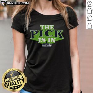 Awesome Seattle Seahawks Pick Is In Ladies Tee featuring vibrant team colors and stylish design for female fans.