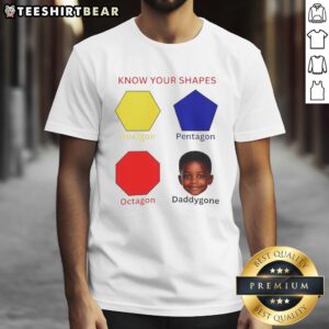 Awesome Know Your Shapes graphic T-shirt featuring hexagon, pentagon, and octagon designs for shape lovers.