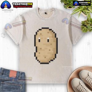 Top Pixelated Potato Washed T-Shirt featuring a vibrant potato graphic on a soft, casual tee.