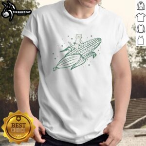 Official Gary Riding Corn T-Shirt featuring a vibrant graphic of Gary on a corn stalk, perfect for casual wear.