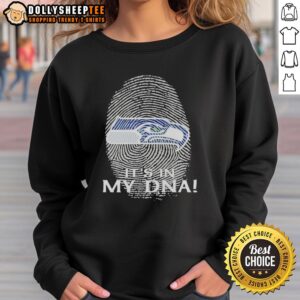 Original Seattle Seahawks NFL sweatshirt featuring 'It's In My DNA' fingerprint design, perfect for fans and game day.