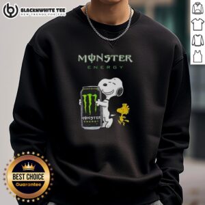 Nice Snoopy and Woodstock X Monster Energy sweatshirt featuring playful graphics and vibrant colors.
