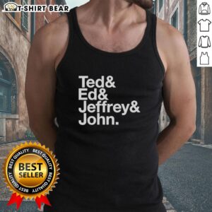 Pretty Ted, Ed, and Jeffrey John wearing stylish tank tops, showcasing vibrant colors and trendy summer fashion.