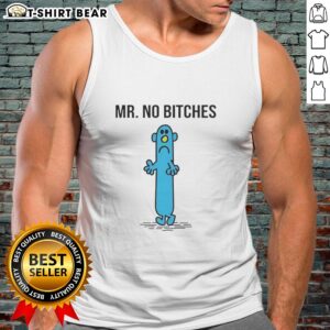 Mr. No Bitches tank top from the iconic Mr. Men series by Roger Hargreaves, showcasing a fun, colorful design.