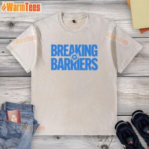 Alt Text: Nice Jacksonville Jumbo Shrimp Breaking Barriers washed t-shirt featuring vibrant graphics and comfortable fit.