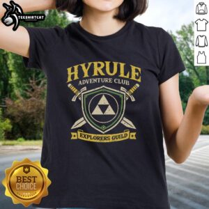 Pretty Hyrule Adventure Club Ladies Tee featuring a vibrant design perfect for fans of fantasy gaming and stylish comfort.