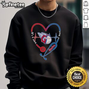 Pretty Cleveland Guardians Heart and Soul sweatshirt featuring a stethoscope and heartbeat design, perfect for fans.