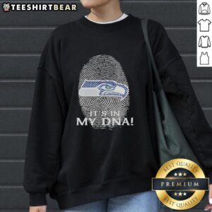 Premium Seattle Seahawks NFL sweatshirt featuring 'It's In My DNA' fingerprint design, perfect for fans and cozy wear.