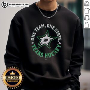 Awesome Dallas Stars One Team One State Texas Hockey sweatshirt for 2026 Stanley Cup Playoffs, showcasing team spirit.