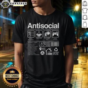 Awesome Antisocial Traits T-Shirt featuring a bold graphic design ideal for introverts and unique style lovers.