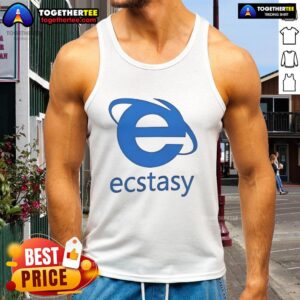 Top Ecstasy logo parody tank top featuring a bold graphic design in vibrant colors for a fun, casual look.