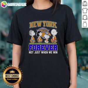 Hot Peanuts Characters X MLB New York Knicks Forever Ladies Tee featuring vibrant graphics and team spirit.