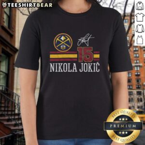Top Nuggets Nikola Jokic signature jersey ladies tee showcasing stylish design for basketball fans.