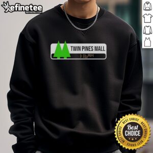 Original Back to the Future Twin Pines Mall sweatshirt featuring iconic 1:16 AM graphic. Perfect for fans of the classic movie.
