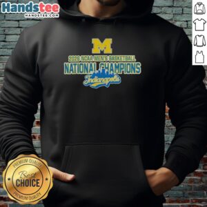 Premium NCAA Michigan Wolverines Men's Basketball 2026 National Champions Hoodie in navy with logo design.