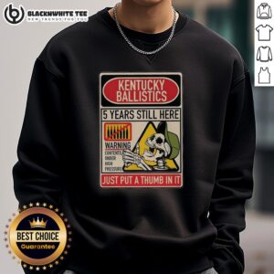 Alt Text: Anniversary sweatshirt featuring 'Pretty KB 5 Years' design, celebrating five years with a playful thumb print detail.