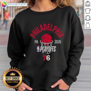 Top Philadelphia 76ers 2026 playoffs sweatshirt, showcasing vibrant team colors and logo for NBA basketball fans.
