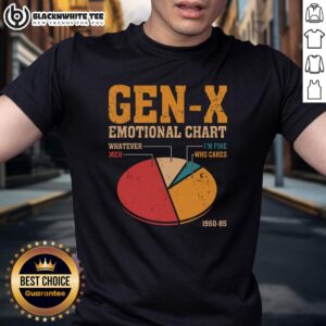 Nice Gen-X Emotional Chart T-Shirt featuring vibrant graphics and expressive emotions, perfect for nostalgic Gen-X fans.