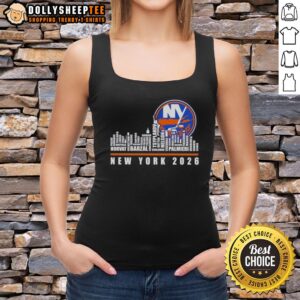 Official NHL New York Islanders X Skyline City tank top featuring team colors and skyline design for fans.