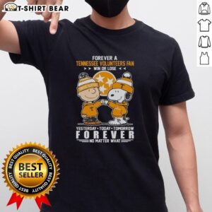 Alt Text: Official Tennessee Volunteers Snoopy and Charlie Brown t-shirt celebrating fandom, win or lose, for sports enthusiasts.
