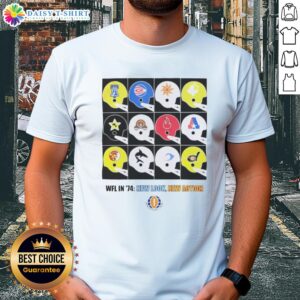Good WFL in 1974 poster t-shirt featuring a vibrant new look and action design, perfect for wrestling fans.
