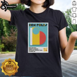 Official Ben Folds concert poster for Raleigh, NC on May 30, 2026, featuring ladies' tee design.