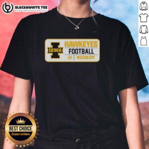 Good Iowa Hawkeyes Football 22 Weisskopf Ladies Tee showcasing stylish design for fans of the Iowa Hawkeyes.