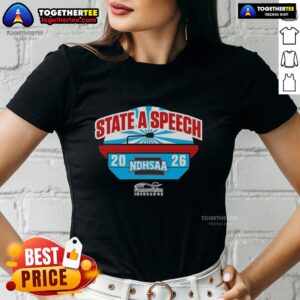 Alt Text: Ladies tee featuring Nice Ndhsaa Class A Speech State Tournament merchandise design for fans and participants.