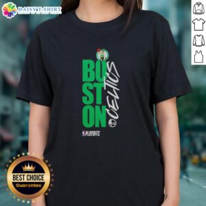 Ladies' Boston Celtics playoff tee for NBA 2026 featuring vibrant team colors and stylish design.